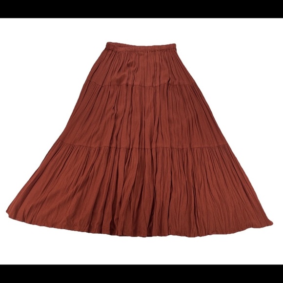 VTG Double D Ranch Wear Maxi Skirt Women L Maroon Western Pleated Broom - Picture 2 of 5
